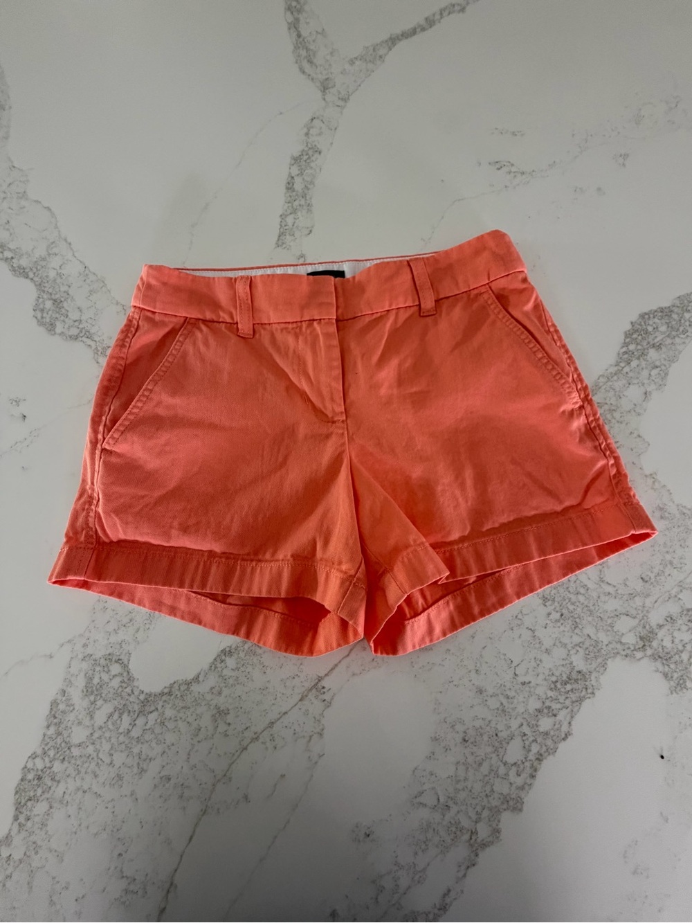 J. Crew Coral-Orange High Waist Cotton Shorts